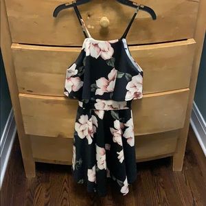 black & pink floral dress